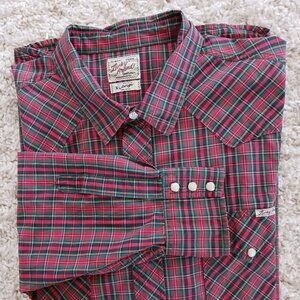 Lucky Brand Sportswear Mens Long Sleeve Dress Shirt Size XL Pearl Snap Western
